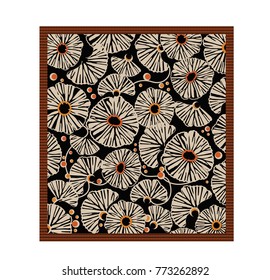 Vector water lilies seamless pattern background with hand drawn flowers and leaves.