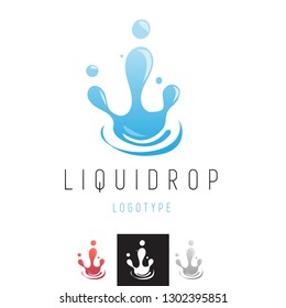 Vector Water Liquid Droplet Splash Logo. Professional Business Corporate Branding Icon.