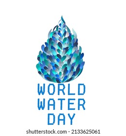 vector water logo with assorted-blue colored water texture to commemorate world water day on white background