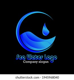 Vector water logo, creative blue water splash with droplets. for products, advertising