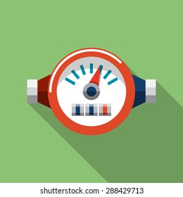 Vector Water Meter Flat Icon