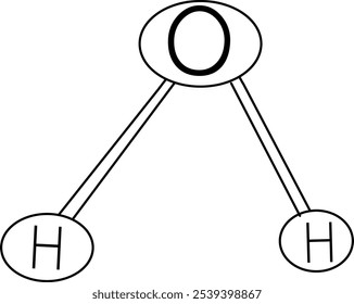 vector water molecule with H2O symbol, in Doodle style. vector hand drawn chemical science molecules.