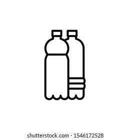 Vector water plastic bottle line icon. Plastic waste. PETE plastic. Zero waste.