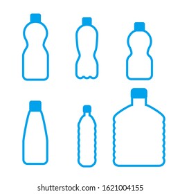 vector water plastic bottles set . flat style isolated on white background