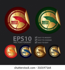 Vector : Water Resistant Highly Recommended Customer Satisfaction Guarantee Infographics Peeling Sticker, Label, Icon, Sign or Badge