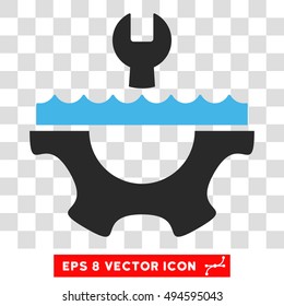 Vector Water Service Gear EPS vector pictograph. Illustration style is flat iconic bicolor blue and gray symbol on a transparent background.