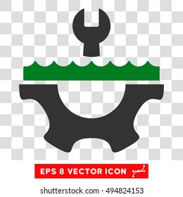 Vector Water Service Gear EPS vector pictogram. Illustration style is flat iconic bicolor green and gray symbol on a transparent background.