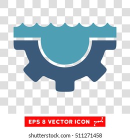 Vector Water Service Gear EPS vector pictogram. Illustration style is flat iconic bicolor cyan and blue symbol on a transparent background.