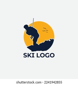 Vector water ski people logo, monogram, icon, symbol design