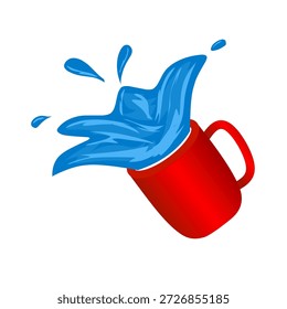 Vector de agua derramándose en un vaso rojo