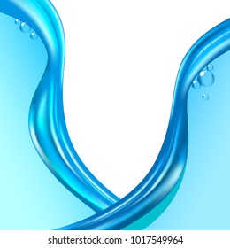 Vector water splash background, wave transparent surface with bubbles of air, water frame design element for cosmetics product