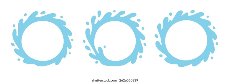 Icono de logotipo de Vector de salpicadura de agua. Diseño de fondo abstracto líquido de salpicadura de agua redonda