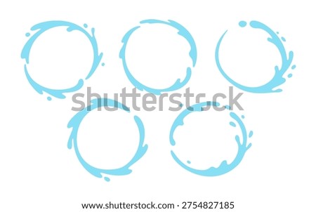Vector water splash circle logo icon. Round water splash flat frame liquid abstract background design