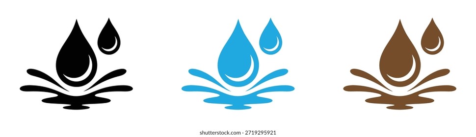 Iconos de salpicadura de agua de Vector en paquete de Elementos de gota de fluido. Colorido icono de gota de agua. Gota de agua, salpicadura de agua Icono Vector Logo Plantilla Diseño de ilustración. Vector 10.