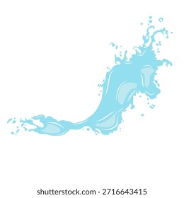 Un chapoteo del agua del Vector en un fondo blanco. Las salpicaduras azules, las gotas y las líneas suaves crean un efecto dinámico. Adecuado para materiales publicitarios relacionados con la pureza, la frescura y la naturaleza. Los ilustradores