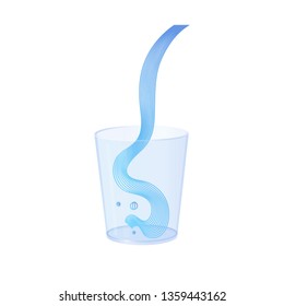 Vector water splash pour in glass set. Vector isolated transparent illustration. Healthy vitamin drink, breakfast, diet and nutrition.
