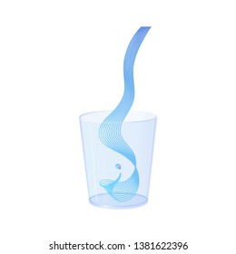 Vector water splash pour in glass set. Vector isolated transparent illustration. Healthy vitamin drink, breakfast, diet and nutrition.