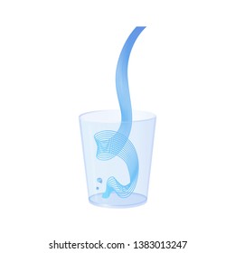 Vector water splash pour in glass set. Vector isolated transparent illustration. Healthy vitamin drink, breakfast, diet and nutrition.