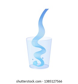 Vector water splash pour in glass set. Vector isolated transparent illustration. Healthy vitamin drink, breakfast, diet and nutrition.