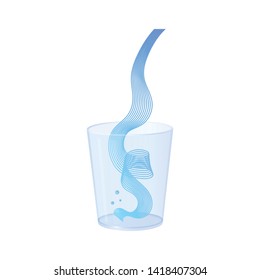 Vector water splash pour in glass set. Vector isolated transparent illustration. Healthy vitamin drink, breakfast, diet and nutrition.