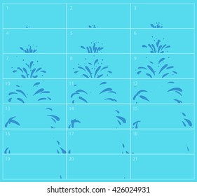 Vector Water Splash Sequence Animation Sprite Sheet Blue