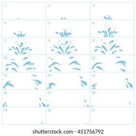 Vector Water Splash Sequence Animation Sprite Sheet White