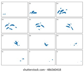 Vector Water Splash Sequence Animation Sprite Sheet Blue Right