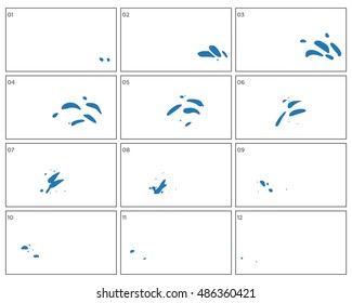 Vector Water Splash Sequence Animation Sprite Sheet Blue Left