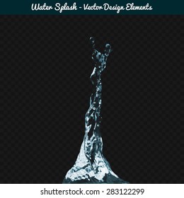 Vector water splash. Transparent realistic design element to fit any background darker color.
