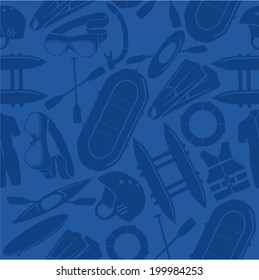 Vector Water sport Rafting Symbol Sign Pictogram background texture seamless pattern