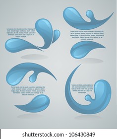 vector water sticker and labels in 3d style