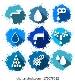 Vector Water Symbols - Icons Splash Set