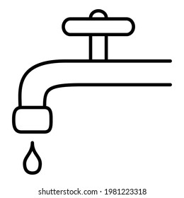 Vector Water Tap Icon. Outline Faucet with Drop.