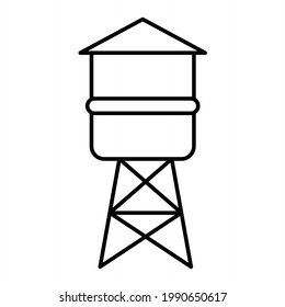 Vector Water Tower Outline Icon Design
