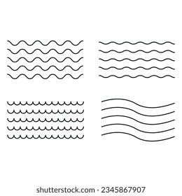 Vector water waves. Set of wavy zigzag lines. Vector zigzag lines and waves
