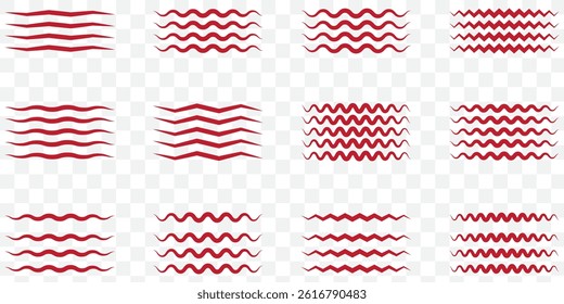 Vector water waves. Set of wavy zigzag lines.