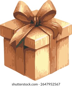 Vector watercollor painted illustration of a gift