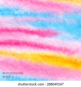 vector watercolor abstract background in blue, pink and orange colors