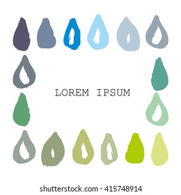 Vector watercolor abstract background. Paint splash watercolor drops. Vector set of brush strokes. Isolated on white background