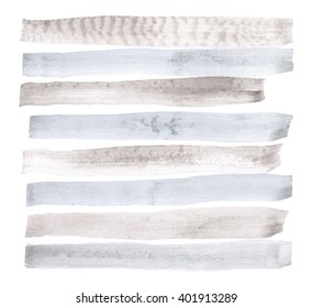 Vector watercolor abstract background, stylish horizontal stripes in gray and blue colors brush strokes