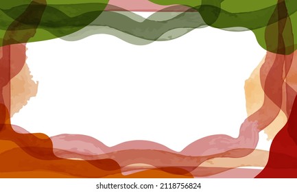 Abstrakter Vektorwasserhintergrund in einem trendigen Stil. Vorlage, Banner, Karte, Poster. Handzeichnung. Helle pastellrote und grüne Farbe. Weißer Hintergrund. 
