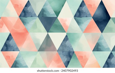 fondo abstracto de acuarela vectorial con triángulos, rosa, verde, gris, azul