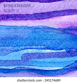vector watercolor abstract background violet and blue horizontal stripes