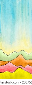 Vector watercolor abstract defocused background with mountains. Design template with place for your text. Can be used for web pages, identity style, printing, invitations, banners