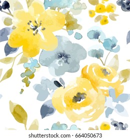 Vector Watercolor  Abstract Flower Pattern