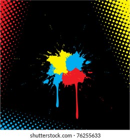 vector watercolor abstract on black background