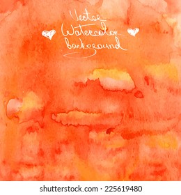 Vector watercolor abstract orange background