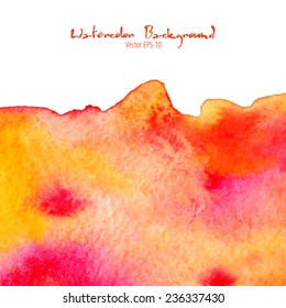 vector watercolor abstract paint stain red and yellow background with upper copy space