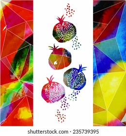 vector watercolor abstract pomegranate