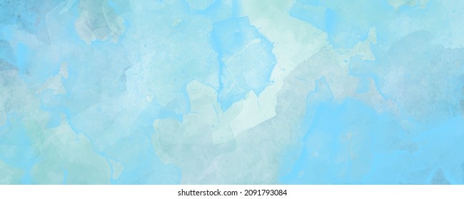 Vector watercolor art background. Blue brushstrokes and splashes on white backdrop. Wall. Hand painted watercolour texture for cards, cover, banner or wallpaper.